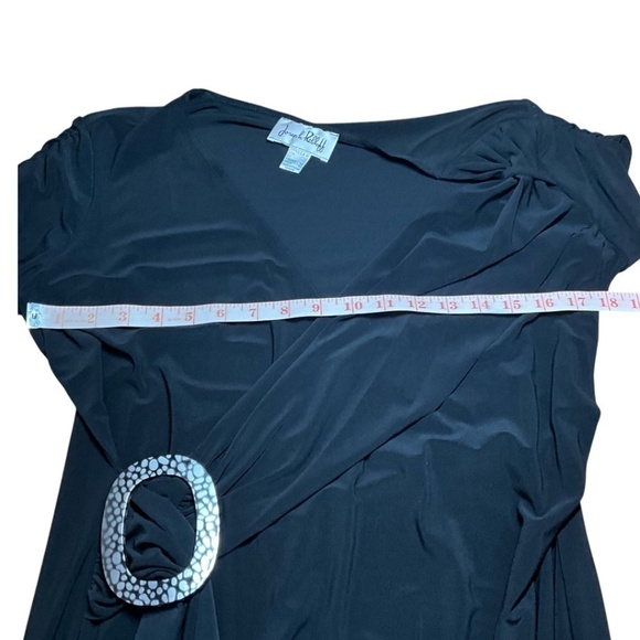 JOSEPH RIBKOFF Poly Spandex Jersey Knit Black Midi Dress w/ Buckle Detail Sz 12 - Picture 6 of 9